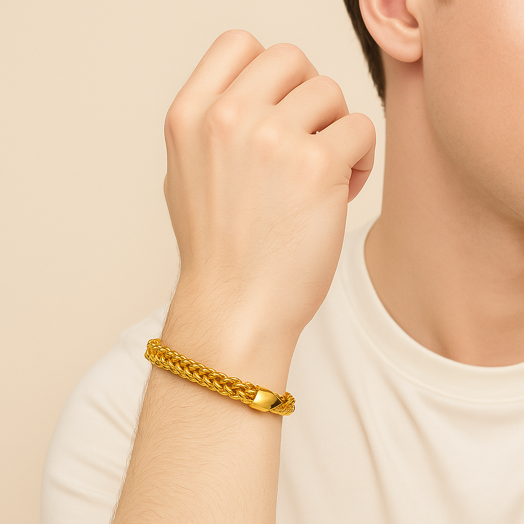 Men-18K Gold Plated Anti Tarnish Link  Bracelet
