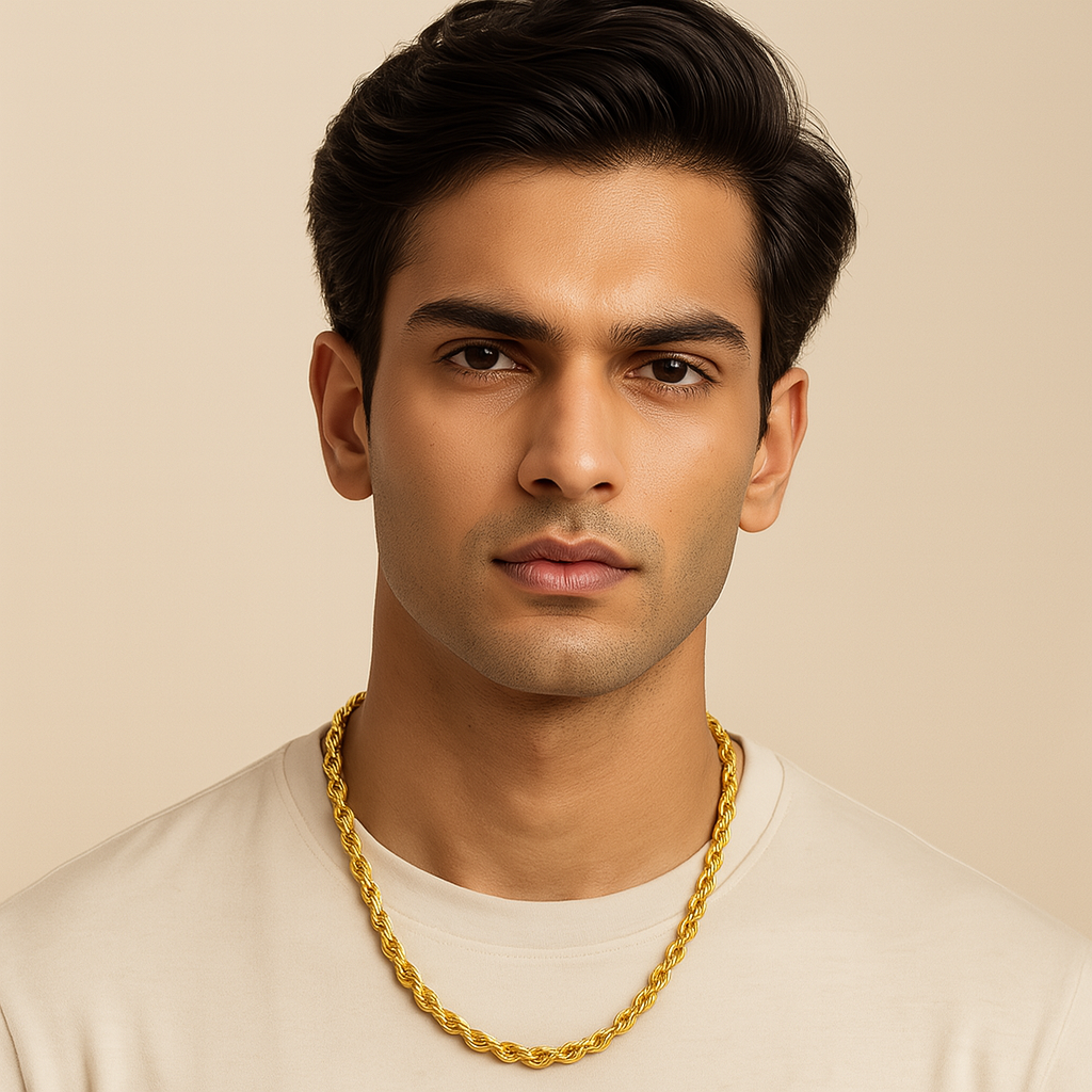 Men-18K Gold Plated Anti Tarnish Rope Chain