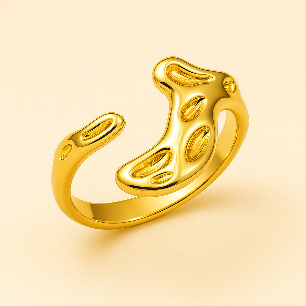 18K Gold Plated Swirl Statement Ring for Women | Kimti