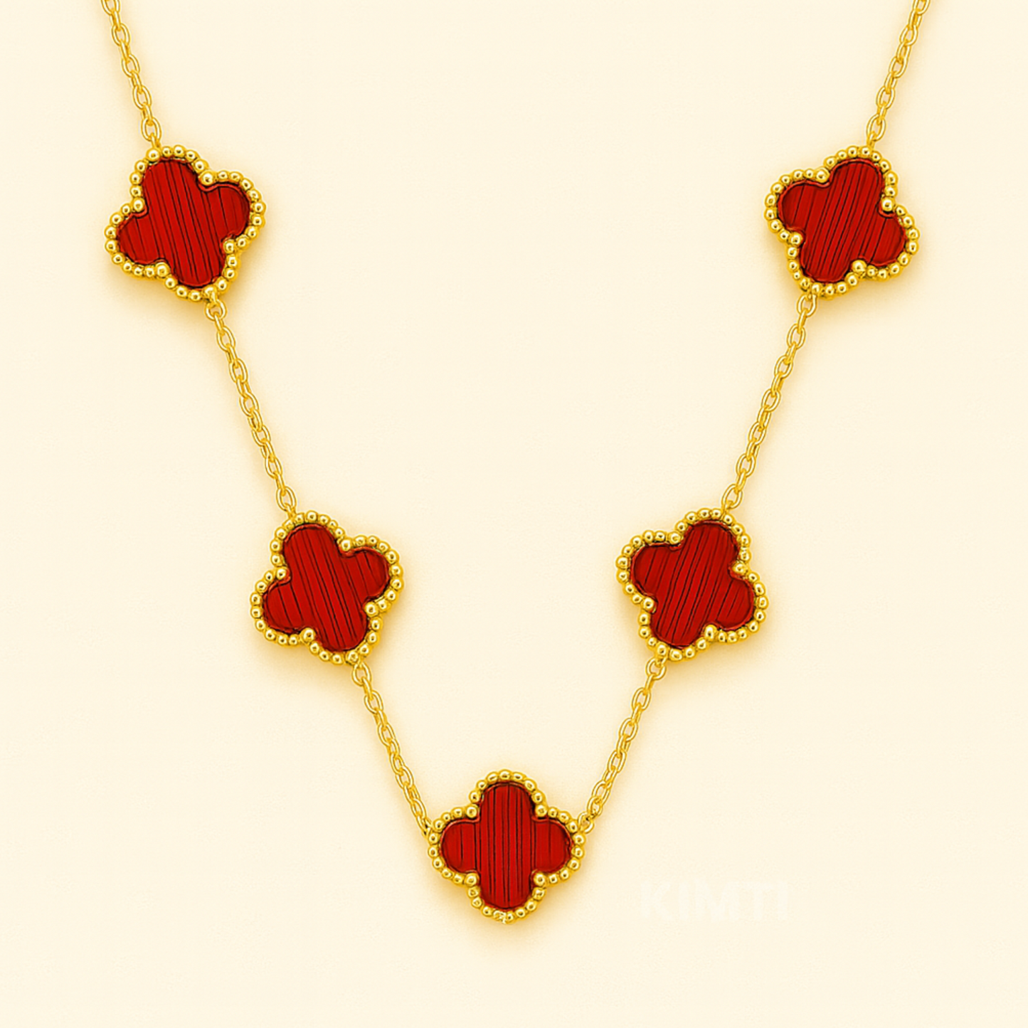 Red Dreamy Clover Anti Tarnish Necklace