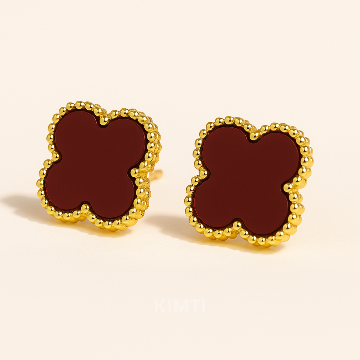 Scarlet Clover Anti Tarnish Stud Earrings