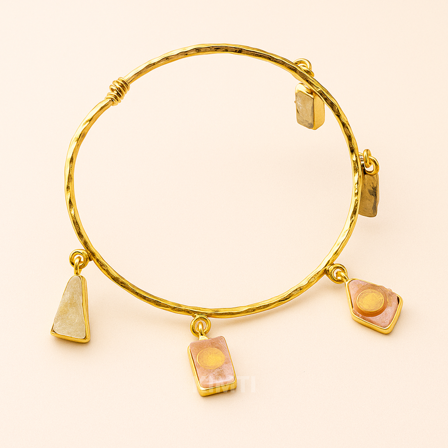 Anti Tarnish Raw Stone Brass Bracelet