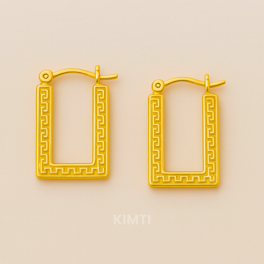 18K Gold Plated Square Hoop Anti Tarnish Earring