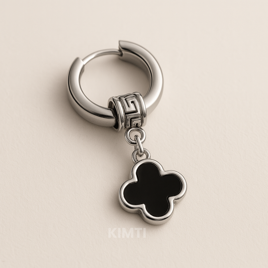 Men- Obsidian Charm Earring