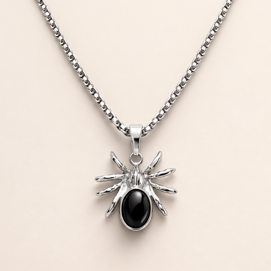 Men- - Midnight Arachnid Pendant Necklace