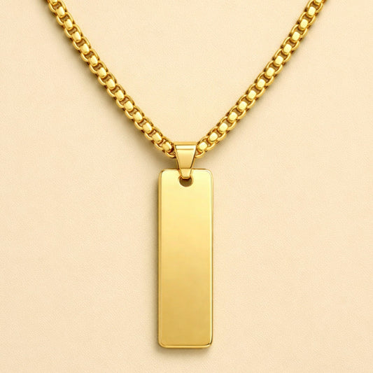 Men - 18K Gold Plated Bar Pendant Necklace