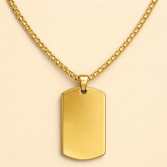 Men - 18K Gold Plated Military Style Necklace