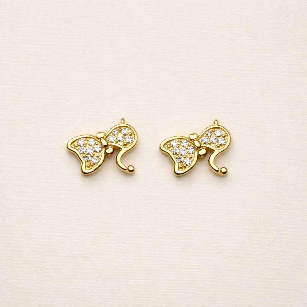 18K Gold Plated Crystal Elephant Stud Earrings