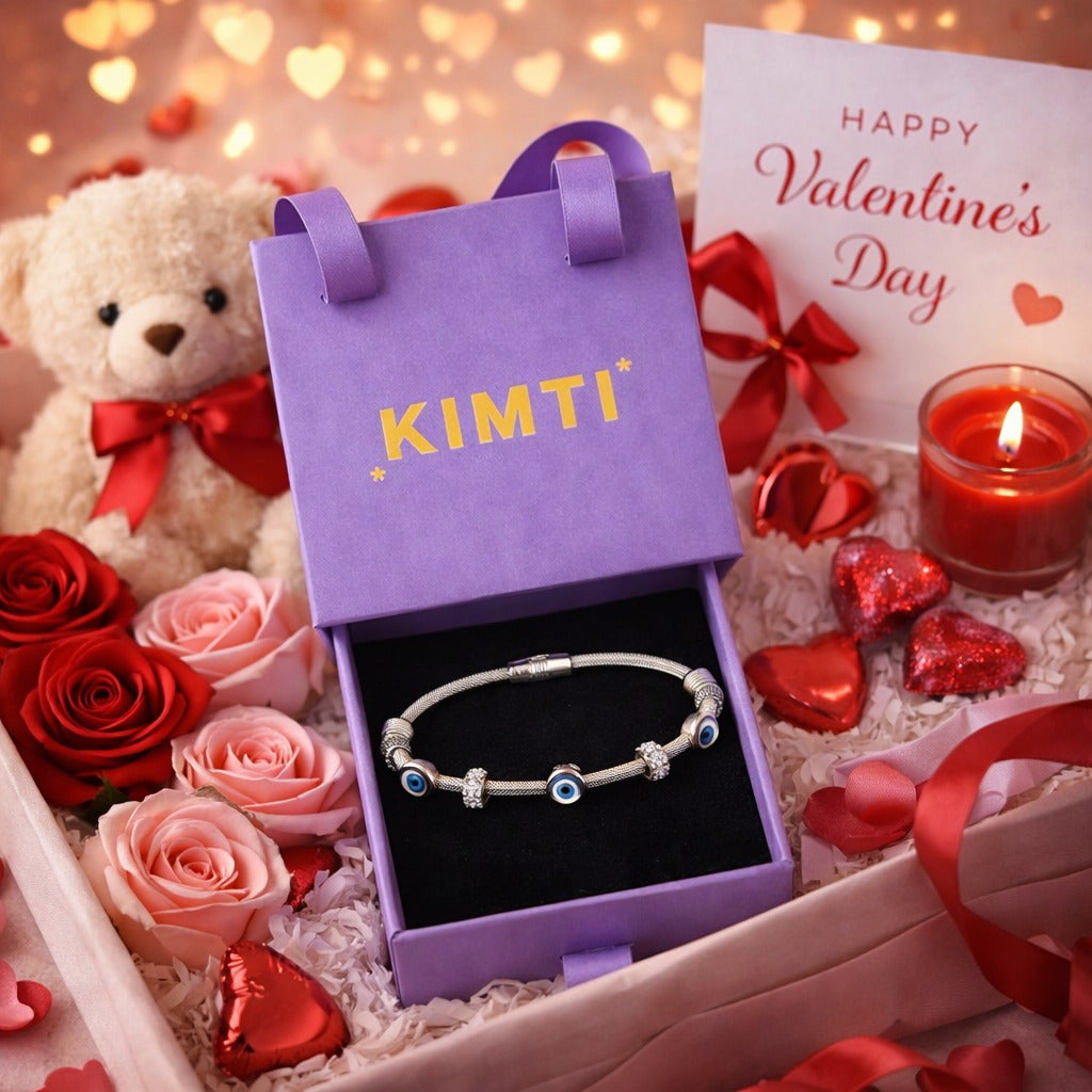 Silver Evil Eye Bangles for Valentine women