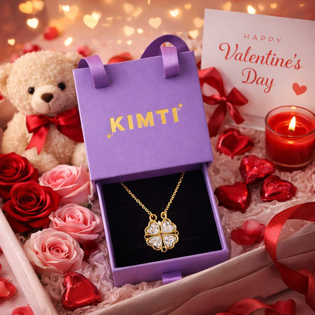 18K Gold Plated Crystal Clover Pendant Necklace