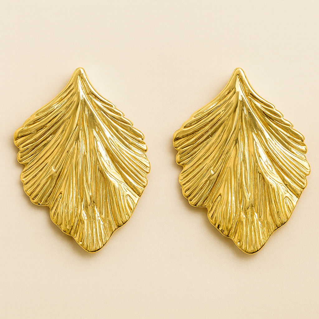 18k Golden Leaf Luxe stud earrings