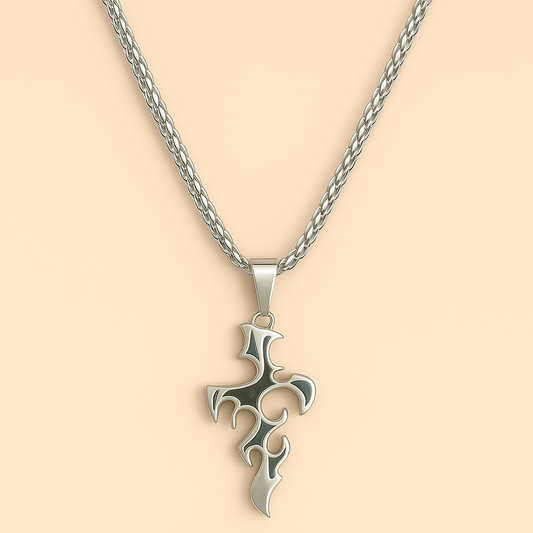 Men -Tribal Cross Pendant Stainless Steel Necklace