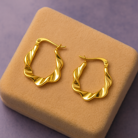 18k Gold plated Velour Shine hoop Earrings