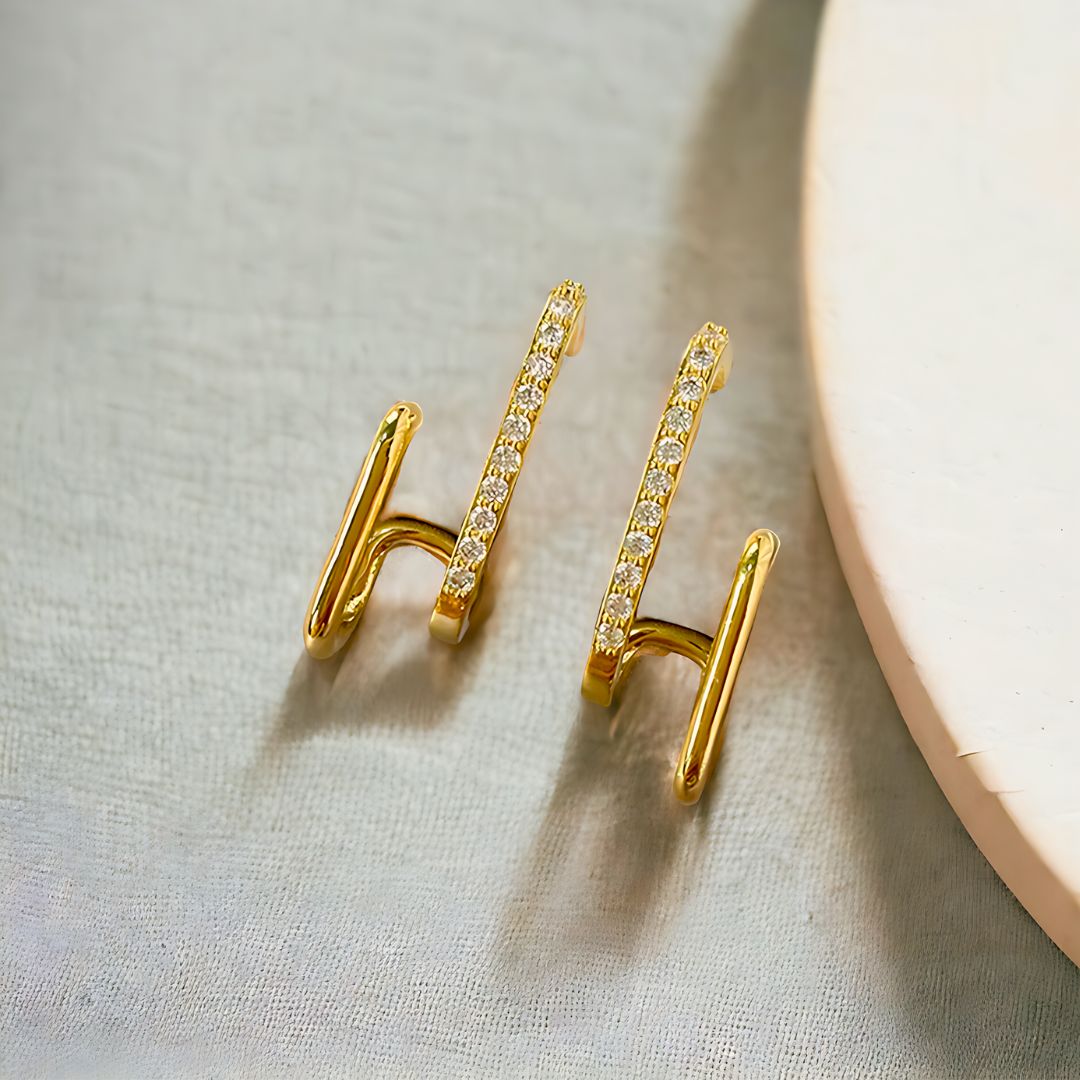 Golden U-shape Stud Earring