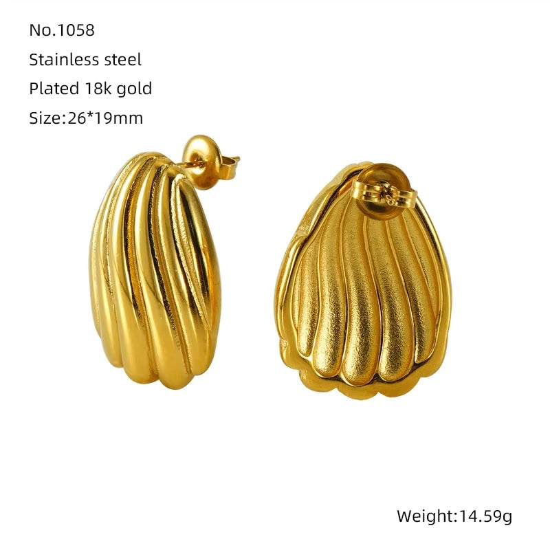 18K Gold Plated Statement Shell Stud Earrings