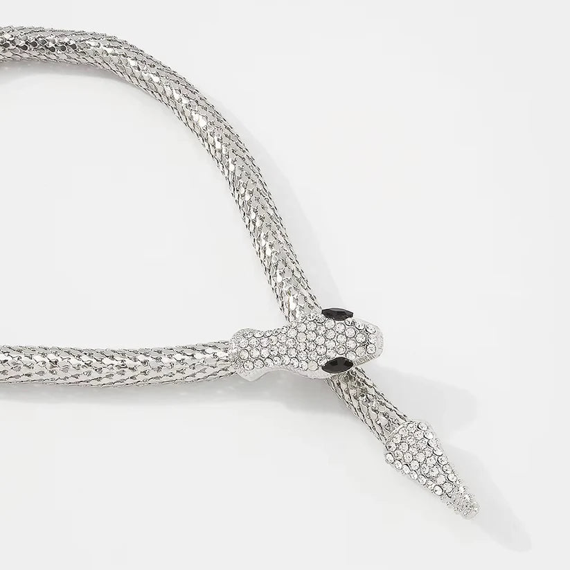 Silver Snake Choker Necklace