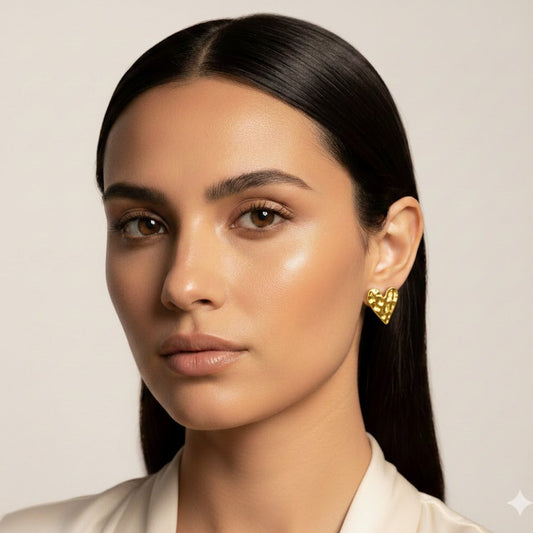 18k Gold-Plated  Heart Anti Tarnish Earring