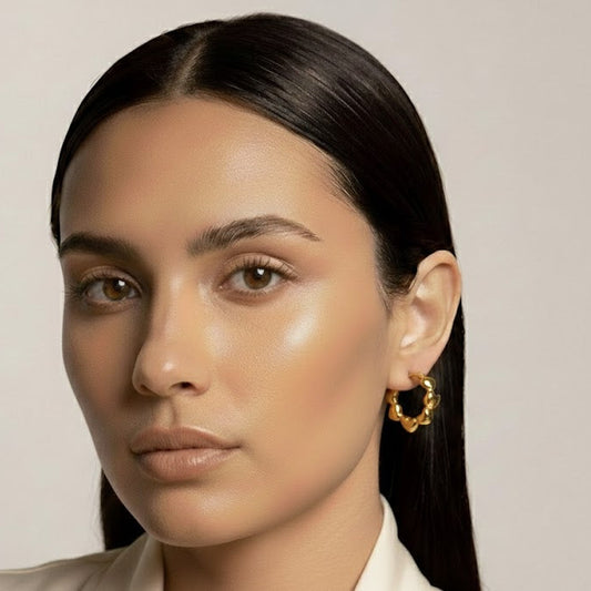 18K Gold Plated Lunar Hoop Anti Tarnish Earring